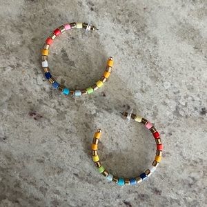 Rainbow Beaded Hoops